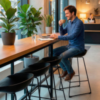 Tabouret de bureau Helsinki scandinave avec pieds en métal