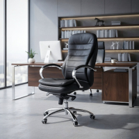 Fauteuil de bureau Atenas, en Acier et Cuir