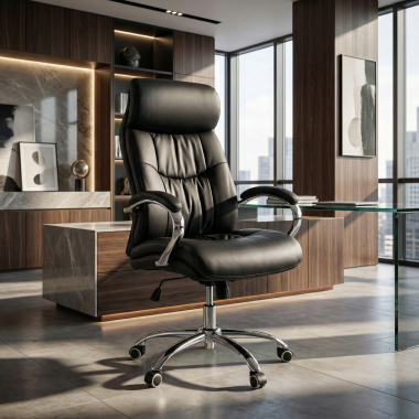 fauteuil de bureau noir everest simil cuir accoudoirs rembourres 2
