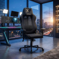 Chaise gaming avec massage Vital, tissu respirant, accoudoirs rabattables