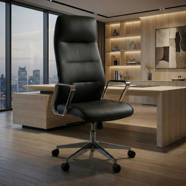 fauteuil de bureau noir dossier haut simil cuir accoudoirs rembourres 2