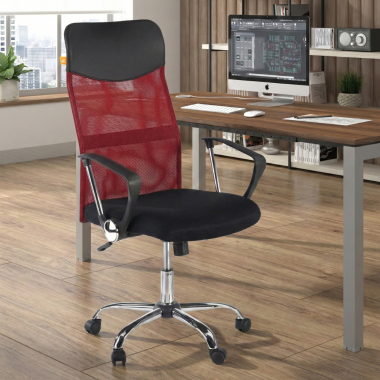 chaise de bureau rouge nova maille accoudoirs fixes 2