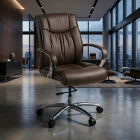 Fauteuil de bureau Atlanta, dossier bas, cuir véritable