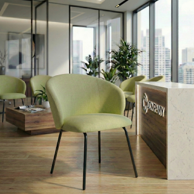 chaise de conference vert harper tissu accoudoirs fixes 2
