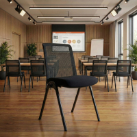 Chaise de conférence Dora avec dossier en maille, empilable