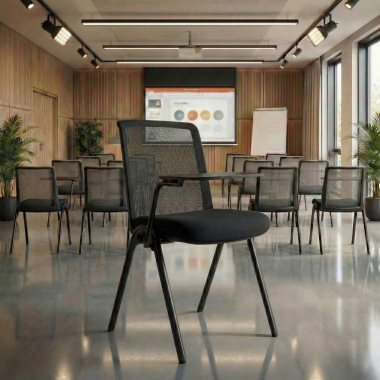 chaise avec tablette noir support de bureau maille sans accoudoirs 2