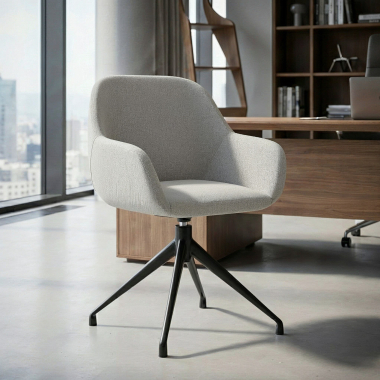 chaise de reunion gris clair pivotante tissu accoudoirs rembourres 2