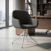 Chaise de réunion rembourrée Greta, base en aluminium