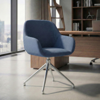 Chaise de réunion rembourrée Greta, base en aluminium