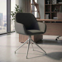 Chaise de réunion rembourrée Greta, base en aluminium