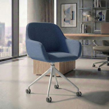 chaise de reunion blanc bleu giratoire avec roulettes tissu accoudoirs rembourres 2
