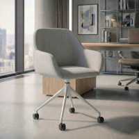 Chaise de réunion à roulettes Greta, base en aluminium