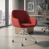 Chaise de réunion à roulettes Greta, base en aluminium