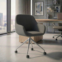 Chaise de réunion à roulettes Greta, base en aluminium