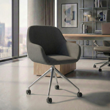 chaise de reunion chromee anthracite giratoire avec roulettes tissu accoudoirs rembourres 2