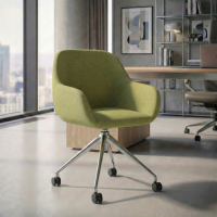 Chaise de réunion à roulettes Greta, base en aluminium