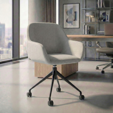 chaise de reunion noir gris clair giratoire avec roulettes tissu accoudoirs rembourres 2