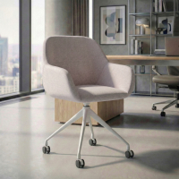 Chaise de réunion à roulettes Greta, base en aluminium