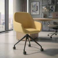 Chaise de réunion à roulettes Greta, base en aluminium