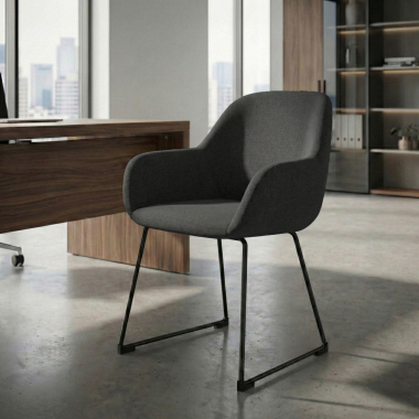 chaise visiteur anthracite structure pietement luge tissu accoudoirs rembourres 2