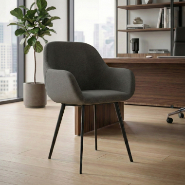 chaise visiteur noir anthracite 4 pattes tissu accoudoirs rembourres 2