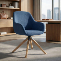 Chaise de réunion Greta, base en bois pivotante
