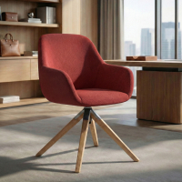 Chaise de réunion Greta, base en bois pivotante