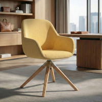Chaise de réunion Greta, base en bois pivotante