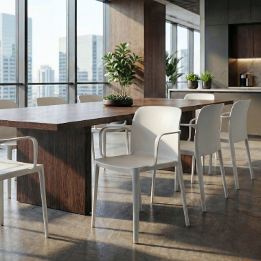 chaise de conference blanc loop plastique accoudoirs fixes 2