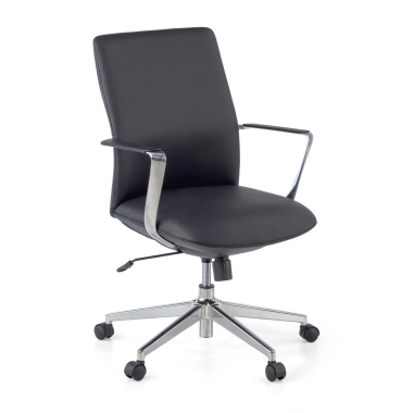 fauteuil de bureau noir dossier bas simil cuir accoudoirs fixes 1