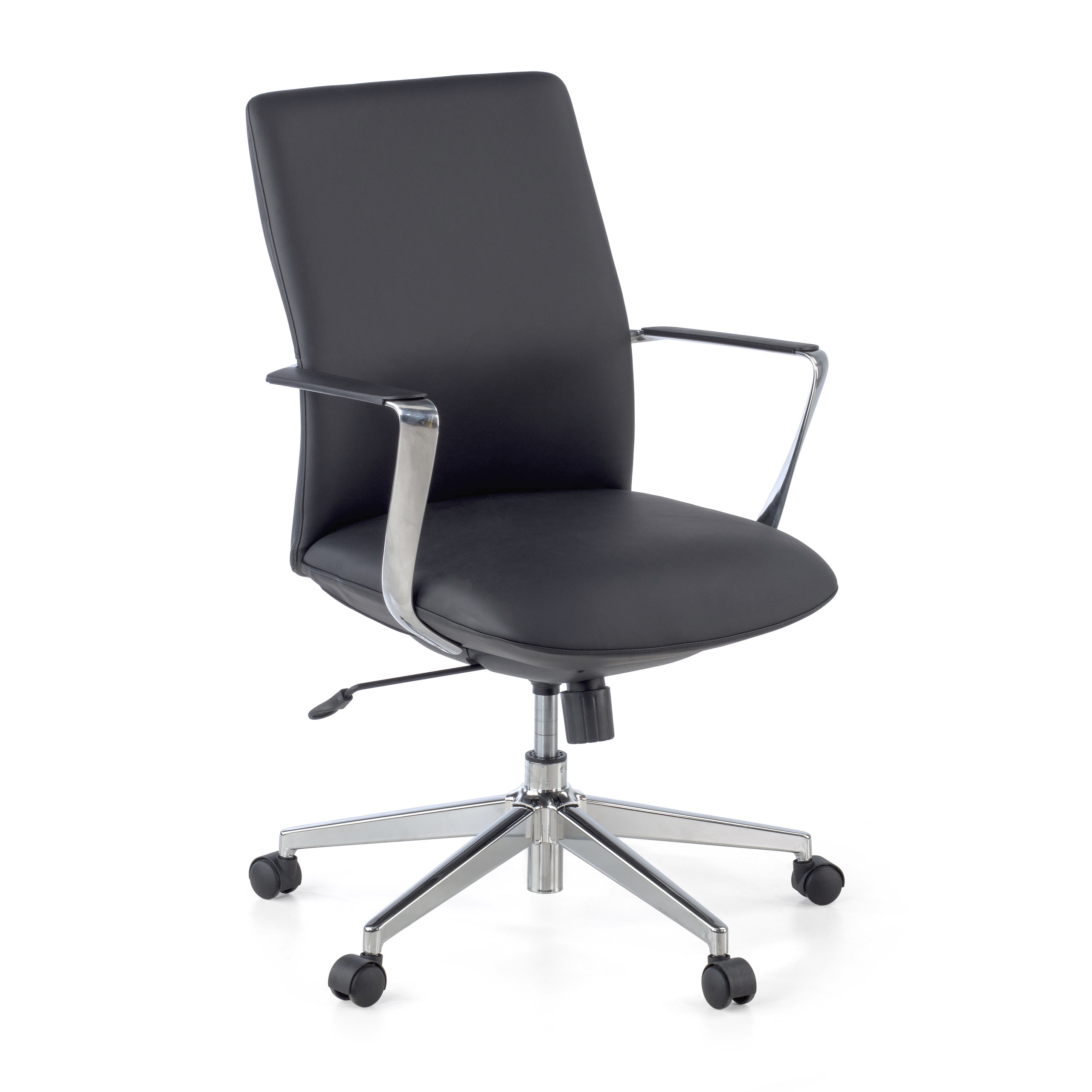 Fauteuil de Bureau Belfast à dossier bas, accoudoirs aluminium, éco-cuir