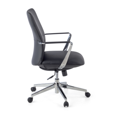 fauteuil de bureau noir dossier bas simil cuir accoudoirs fixes 6