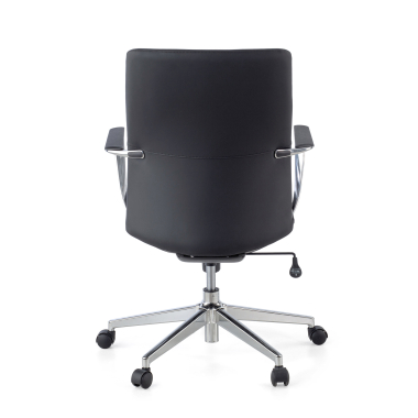 fauteuil de bureau noir dossier bas simil cuir accoudoirs fixes 8