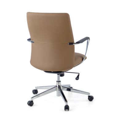 fauteuil de bureau beige dossier bas simil cuir accoudoirs fixes 9