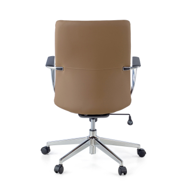 fauteuil de bureau beige dossier bas simil cuir accoudoirs fixes 7