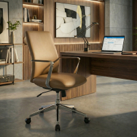 Fauteuil de Bureau Belfast à dossier bas, accoudoirs aluminium, éco-cuir