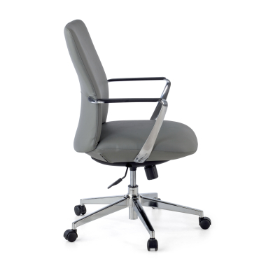 fauteuil de bureau gris dossier bas simil cuir accoudoirs fixes 4