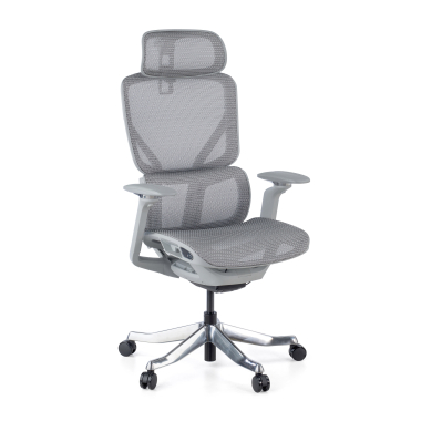 chaise ergonomique blanc gris aerofit structure blanche maille accoudoirs reglables 4d double soutien lombaire appui tete 1