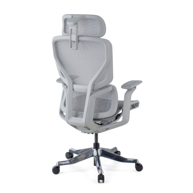 chaise ergonomique blanc gris aerofit structure blanche maille accoudoirs reglables 4d double soutien lombaire appui tete 6