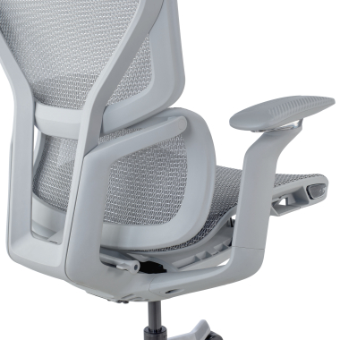 chaise ergonomique blanc gris aerofit structure blanche maille accoudoirs reglables 4d double soutien lombaire appui tete 8