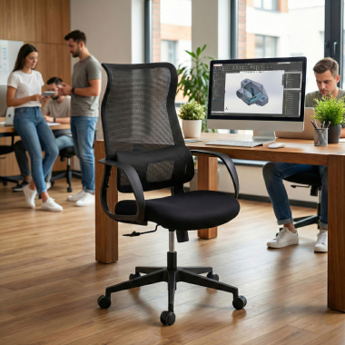 chaise de bureau noir axis maille accoudoirs fixes 2