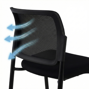 chaise visiteur noir sans bras maille sans accoudoirs 8