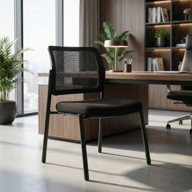 chaise visiteur noir sans bras maille sans accoudoirs 2