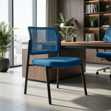 chaise visiteur bleu sans bras maille sans accoudoirs 2
