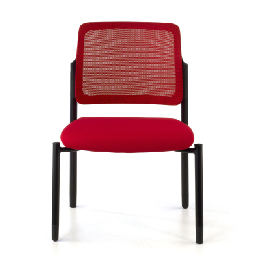 chaise visiteur rouge sans bras maille sans accoudoirs 3