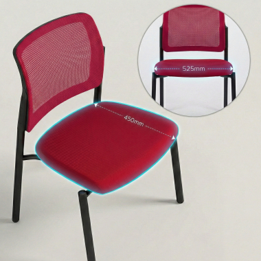 chaise visiteur rouge sans bras maille sans accoudoirs 5