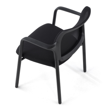 chaise visiteur noir avec bras maille accoudoirs fixes 11