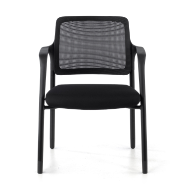 chaise visiteur noir avec bras maille accoudoirs fixes 3