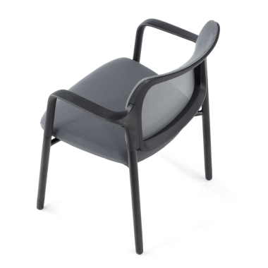 chaise visiteur gris avec bras maille accoudoirs fixes 11