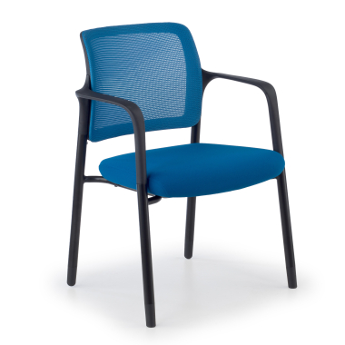 chaise visiteur bleu avec bras maille accoudoirs fixes 1